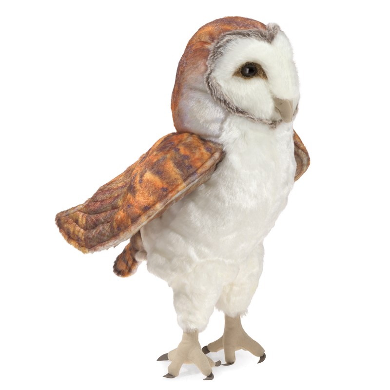 Folkmanis Barn Owl Hand Puppet 12" Stuffed Plush Movable Wings 