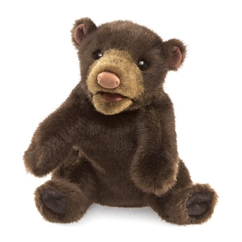 Baby Black Bear v Folkmanis-Puppets Handpuppe 2232 Kleiner dunkelbrauner Bär 