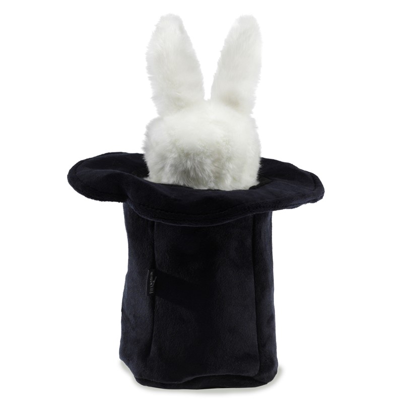 NEW PLUSH SOFT TOY Folkmanis 2709 Mini Magic White Rabbit in Hat Finger Puppet 
