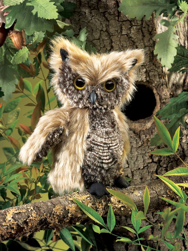 Folkmanis Screech Owl Puppet with Turning Head 