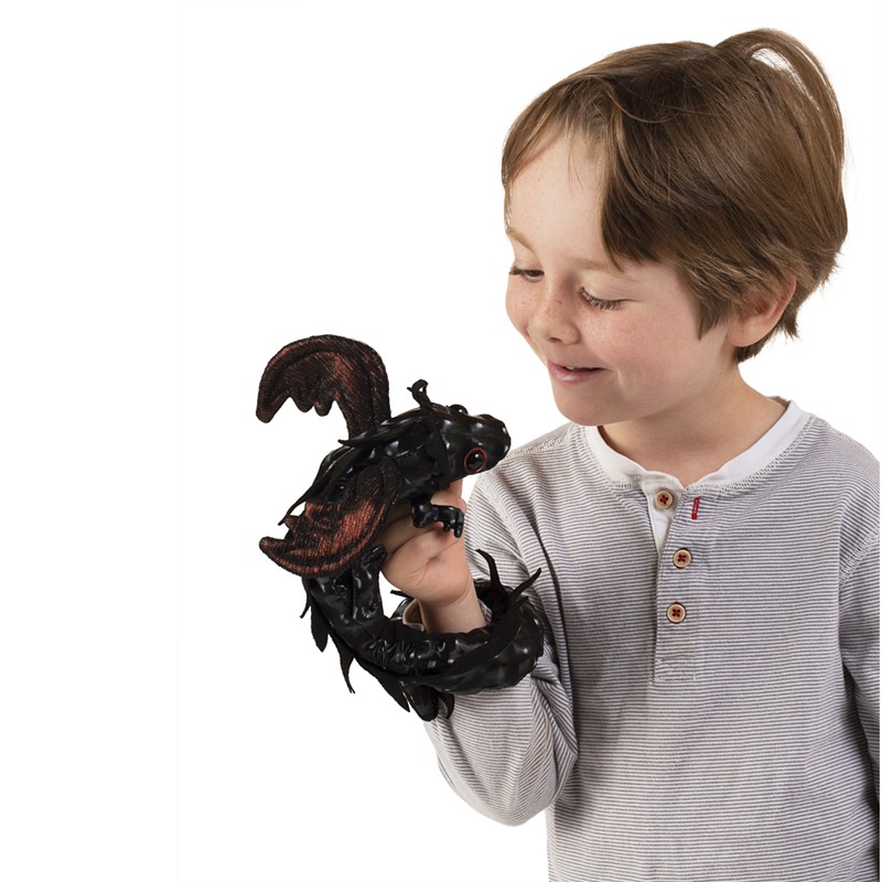Folkmanis Dragon Wristlet Finger Puppet Black Red-brown 1 EA for sale online