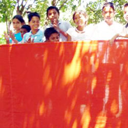 kids getting ready to perform a puppet show